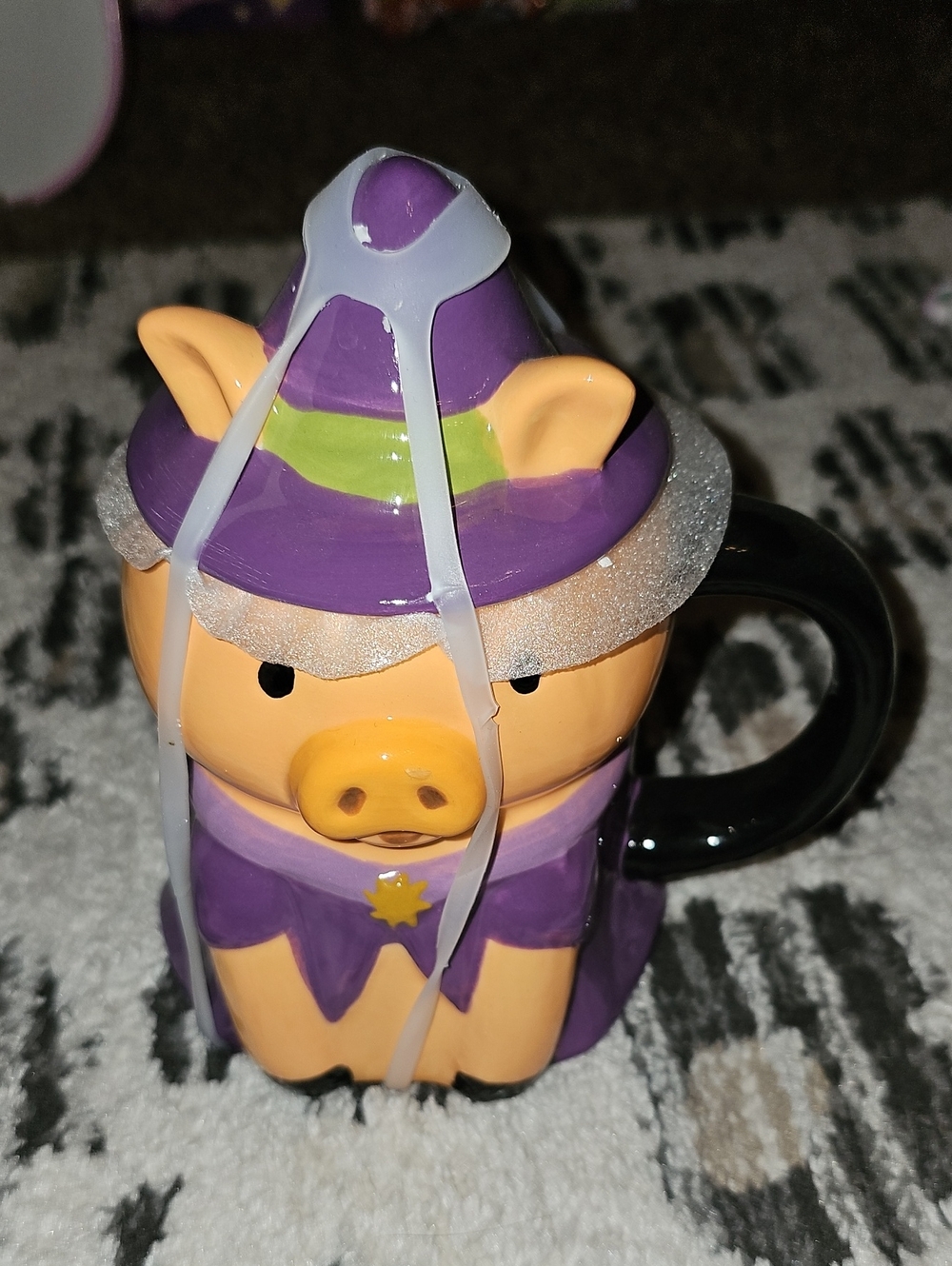 Jack O Lantern Pig Mug W Lid New In Witch Design New Ceramic